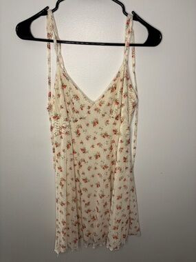 Orange and Cream Floral Summer Dress See You Monday Size M